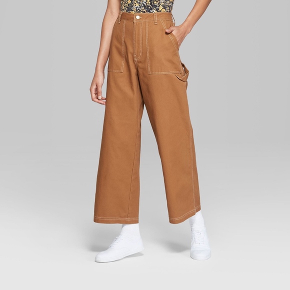 Wild Fable Wide Leg Pocket Pants Brown New - Picture 2 of 5